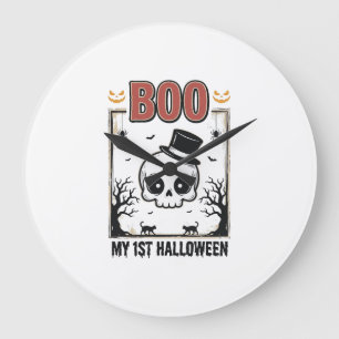 Mijn 1e Halloween Baby Schedel Vintage Gravure Shi Grote Klok
