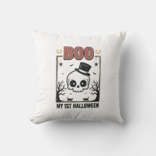 Mijn 1e Halloween Baby Schedel Vintage Gravure Shi Kussen