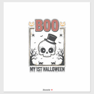 Mijn 1e Halloween Baby Schedel Vintage Gravure Shi Sticker