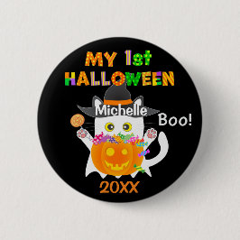 Mijn 1e Halloween Ghost Cat Ronde Button 5,7 Cm