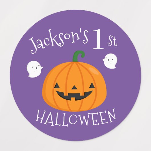 Mijn 1e Halloween Leuke Geest Pompoen Gepersonalis Labels (Design 2)