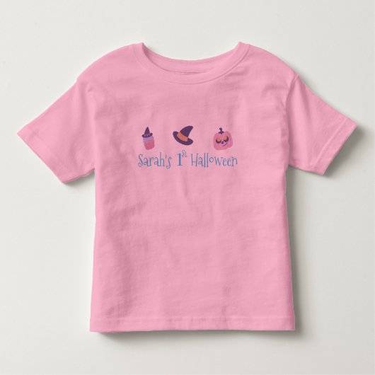 Mijn 1e Halloween Roze Pompoen Persoonlijk Kinder Shirts (Voorkant)