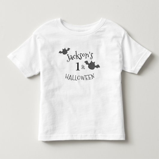 Mijn 1e Halloween Zwart & Wit Gepersonaliseerd Kinder Shirts (Voorkant)