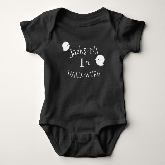 Mijn 1e Halloween Zwart & Wit Gepersonaliseerd Romper (Voorkant)