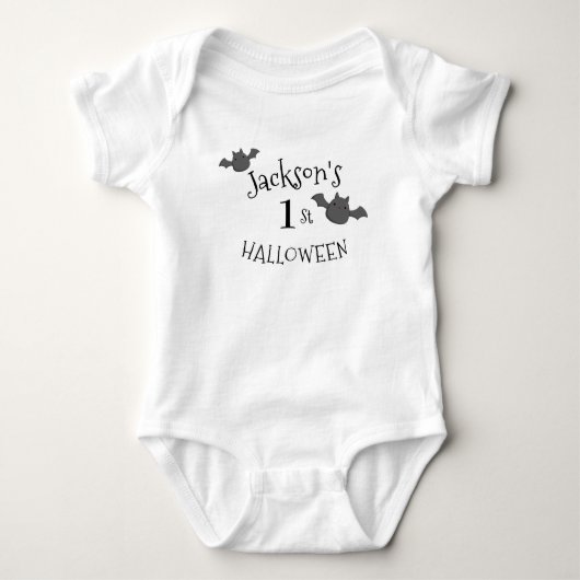 Mijn 1e Halloween Zwart & Wit Gepersonaliseerd Romper (Voorkant)