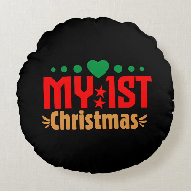 Mijn 1e kerst-39723 rond kussen (Voorkant)