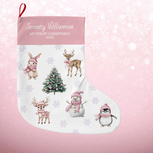 Mijn 1e kerst aangepaste babymeisje bos grote kerstsok