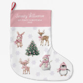 Mijn 1e kerst aangepaste babymeisje bos grote kerstsok (Voorkant)