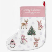 Mijn 1e kerst aangepaste babymeisje bos grote kerstsok (Achterkant)