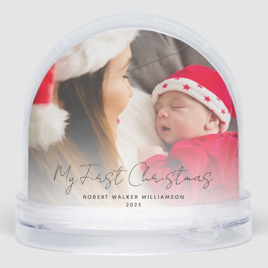 Mijn 1e Kerst Baby en Mama Foto's Custom Sneeuwbol (Achterkant)