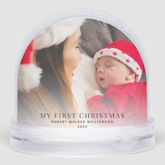 Mijn 1e Kerst Baby Foto's Aangepast Sneeuwbol (Achterkant)