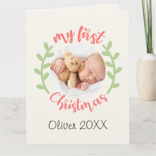 Mijn 1e Kerst Baby Naam FOTO Krans Vakantie Kaart