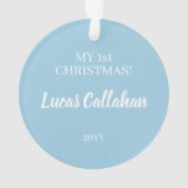 Mijn 1e Kerst Blauwe Sneeuwvlok Acryl Ornament (achterkant)
