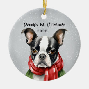 Mijn 1e kerst Boston Terrier Keramisch Ornament
