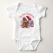 Mijn 1e kerst Cute Candy Cane Beer Modern Romper (Voorkant)