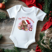 Mijn 1e kerst Cute Candy Cane Beer Modern Romper