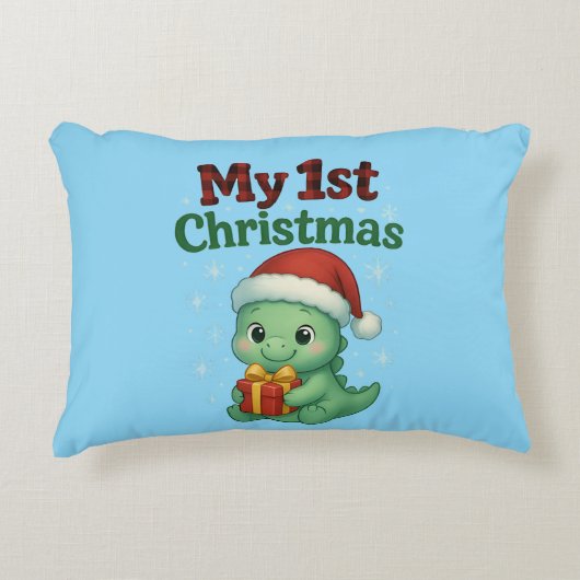 Mijn 1e kerst Dino Jongen Accent Kussen (Voorkant)