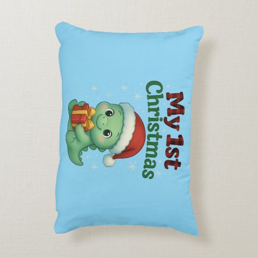 Mijn 1e kerst Dino Jongen Accent Kussen (Achterkant (Verticaal))