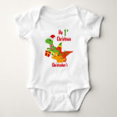 Mijn 1e kerst Dinosaur T-Rex Romper (Voorkant)