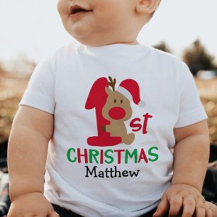 Mijn 1e Kerst Gepersonaliseerd Kind Baby T-shirt
