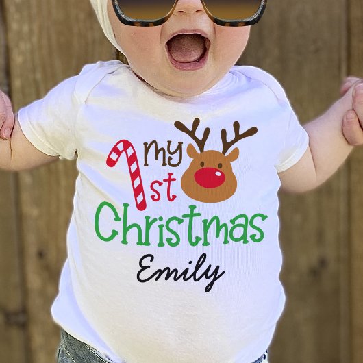 Mijn 1e Kerst Gepersonaliseerd Kind Baby T-shirt