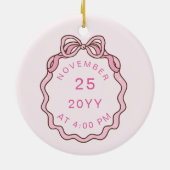 Mijn 1e Kerst Roze Bow Baby Foto Keepsake Keramisch Ornament (Achterkant)