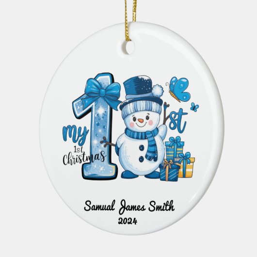 Mijn 1e kerst sneeuwpop – Custom Keramisch Ornament (Links)