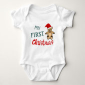 Mijn 1e Kerst Teddybeer Baby`s Eerste Foto Romper (Voorkant)
