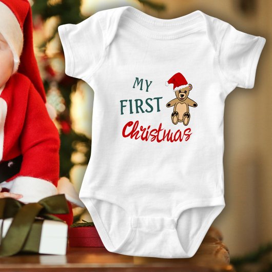 Mijn 1e Kerst Teddybeer Baby`s Eerste Foto Romper