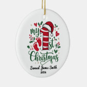 Mijn 1e Kerst Voetafdrukken - Custom Keramisch Ornament (Rechts)