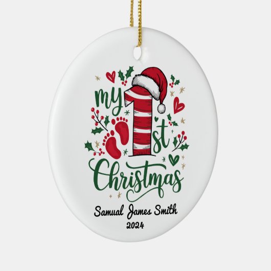 Mijn 1e Kerst Voetafdrukken - Custom Keramisch Ornament (Rechts)