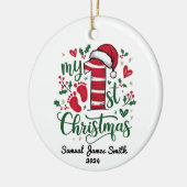 Mijn 1e Kerst Voetafdrukken - Custom Keramisch Ornament (Links)