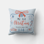 Mijn 1e Kerstbaby Jongen Gepersonaliseerd Kussen (Achterkant)
