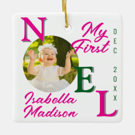 Mijn 1e Kerstbaby Meisje Roze Foto Keepsake Keramisch Ornament