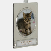 Mijn 1e Kerstkattenfoto Keepsake Verzilverd Banner Ornament (Rechts)