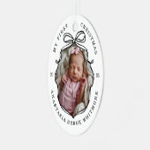 Mijn 1e Kerstkrabbel Bow Baby Foto Keepsake Metalen Ornament (Voorkant links)