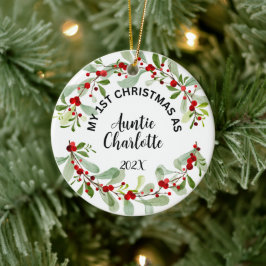 Mijn 1e Kerstmis als tante, foto, gepersonaliseerd Keramisch Ornament
