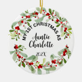 Mijn 1e Kerstmis als tante, foto, gepersonaliseerd Keramisch Ornament (Voorkant)