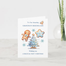 Mijn 1e Kerstmis Gingerbread Boy Snowy Tree Kaart