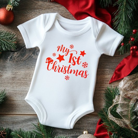 Mijn 1e kerstmis Modern Schrift Winterse Sneeuwvlo Romper