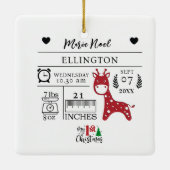 Mijn 1e Kerstmis Pasgeboren Baby Geboortestatistie Keramisch Ornament (Achterkant)