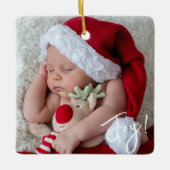 Mijn 1e Kerstmis Pasgeboren Baby Geboortestatistie Keramisch Ornament (Voorkant)