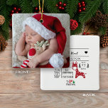 Mijn 1e Kerstmis Pasgeboren Baby Geboortestatistie Keramisch Ornament<br><div class="desc">Het verwelkomen van de eerste kerst van een nieuwe baby is een van de vreugdevolle gelegenheden van het leven. Je kunt het laten gebeuren met deze schattige foto pasgeboren baby geboorte stat ornamenten. Plaats eenvoudig de informatie van de baby op de rug en bied de beste souvenirsouvenir ooit aan.</div>