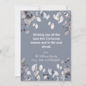 Mijn 1e Kerstmis Zilver Bloemen Baby Foto Vakantie Feestdagenkaart (Achterkant)