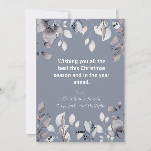 Mijn 1e Kerstmis Zilver Bloemen Baby Foto Vakantie Feestdagenkaart (Achterkant)