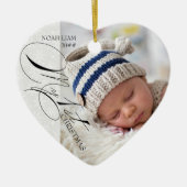 Mijn 1e Kerstscript Foto Snowflake Hart Keramisch Ornament (Voorkant)