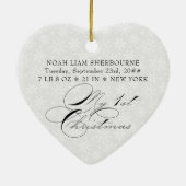 Mijn 1e Kerstscript Foto Snowflake Hart Keramisch Ornament (Achterkant)