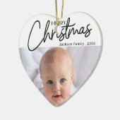 Mijn 1e kerstscriptie Foto Sneeuwvlok Hart Keramisch Ornament (Links)