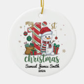 Mijn 1e Kerstsneeuwpop - Custom Keramisch Ornament (Voorkant)