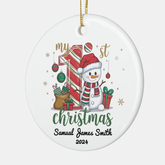 Mijn 1e Kerstsneeuwpop - Custom Keramisch Ornament (Links)